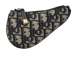 Christian Dior Saddle Coin Purse, Canvas, Navy, 43-MA-1108, B/DB, 3*